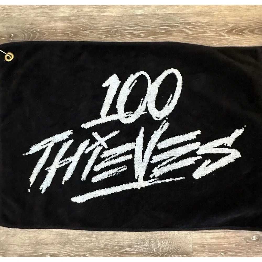 100 Thieves Golf Towel Black White Made in USA Metal Clip